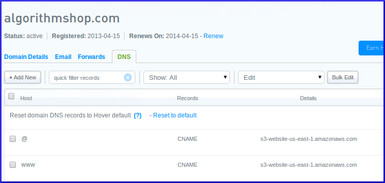 Hover DNS Admin